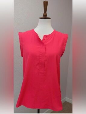 J. Crew Sleeveless Split-Neck Camisole in Bright Pink FLAWED
